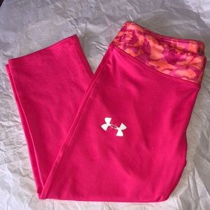 UNDER ARMOUR Capri Brt.Pink/Orange Leggings YLG